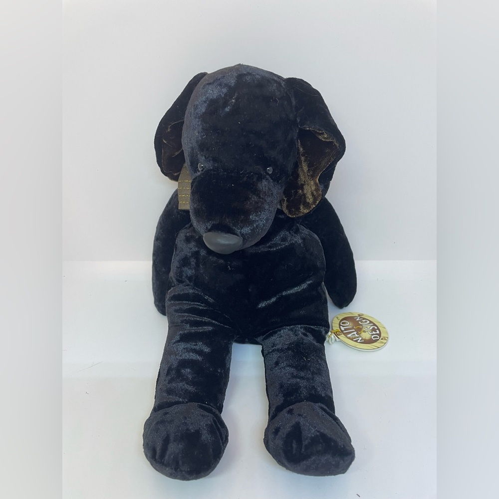 Plush Black Dog Stuffed Toy - Soft Velvet Canine Plush